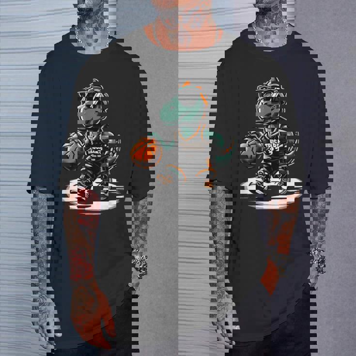 恐竜 バスケットボール T-Rex スポーツプレーヤー コーチ 面白い 男の子向け Tシャツ 彼への贈り物