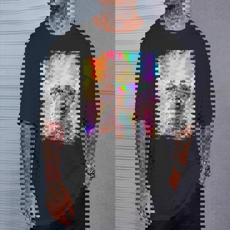 愛のハートのメガネをかけているレインボーコアラ Tシャツ 彼への贈り物