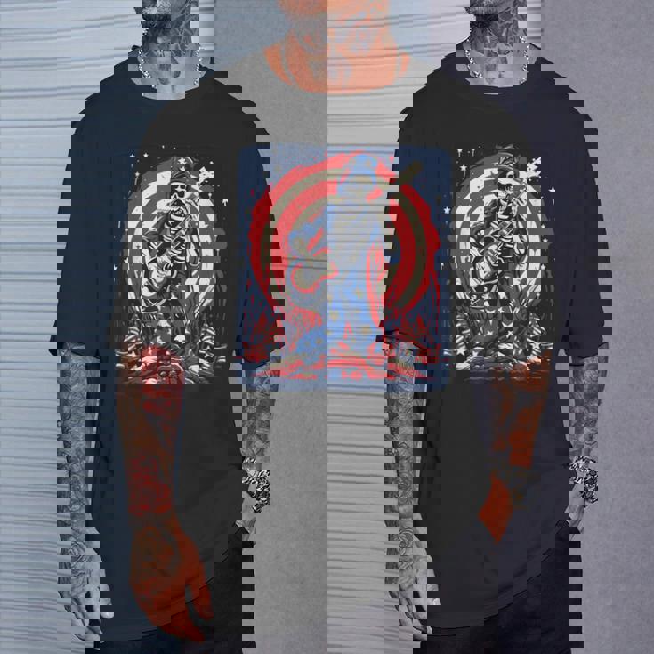 愛国的なスケルトン ロックンロールミュージック アメリカンスタイル Tシャツ 彼への贈り物