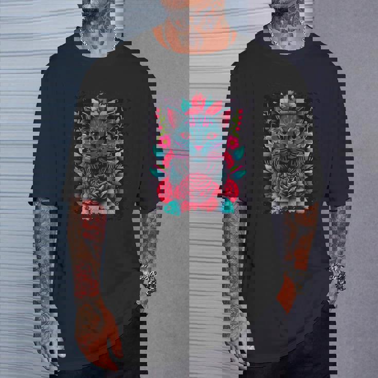 抽象的な猫ポップアートグラフィティ Tシャツ 彼への贈り物