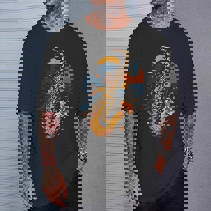 抽象音楽家 ジャズ サックス プレーヤー カラフル Tシャツ 彼への贈り物