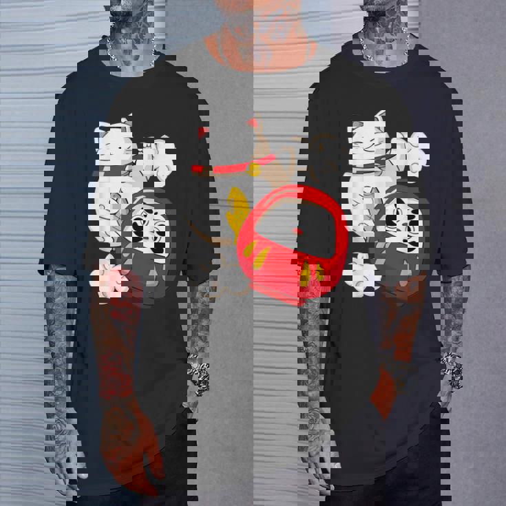 招き猫 招き猫だるま カワイイ Tシャツ 彼への贈り物