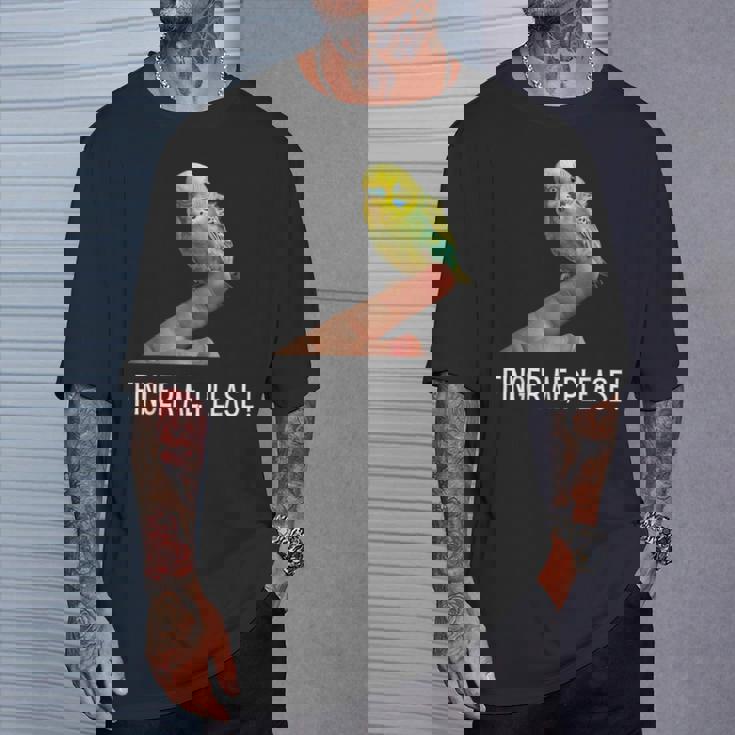 指の上のセキセイインコ 楽しいインコ セキセイインコ 鳥好きのギフト Tシャツ 彼への贈り物