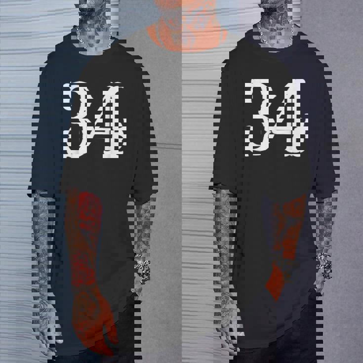 数字 34インチ ホワイト 大 太字 アメリカンウエストスタイル フォント Tシャツ 彼への贈り物