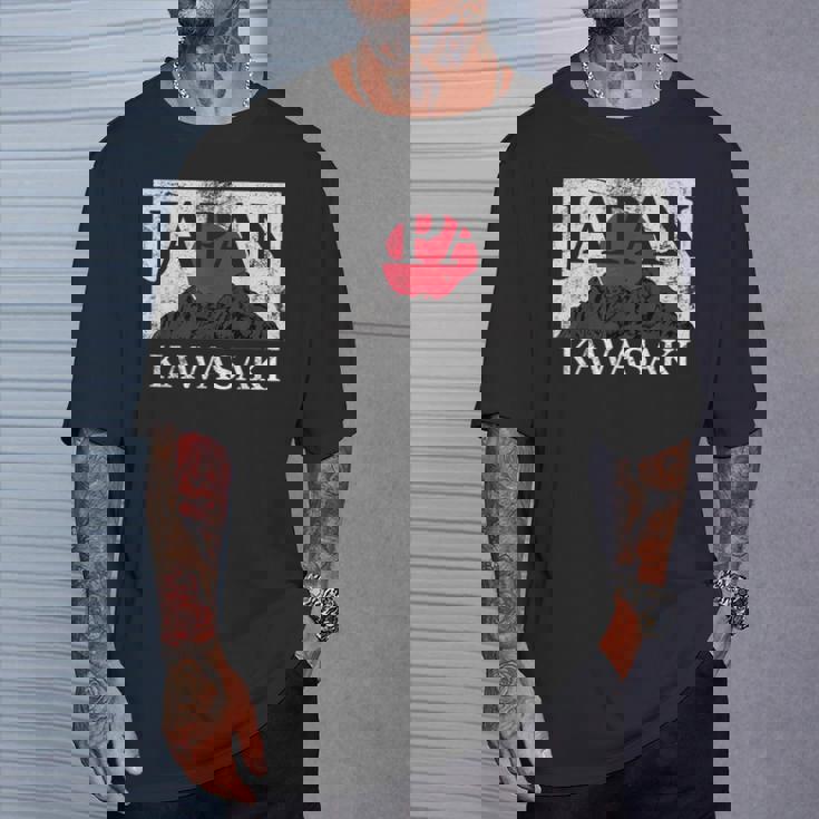 日本 カワサキ 富士山 旗 Tシャツ 彼への贈り物