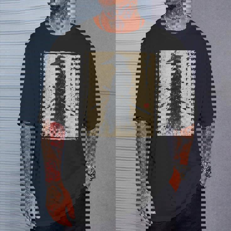 日本 武士 武士 戦闘機 浮世 墨絵 侍 Tシャツ 彼への贈り物