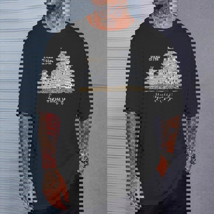 日本、姫路城、城、兵庫、手描き Tシャツ 彼への贈り物