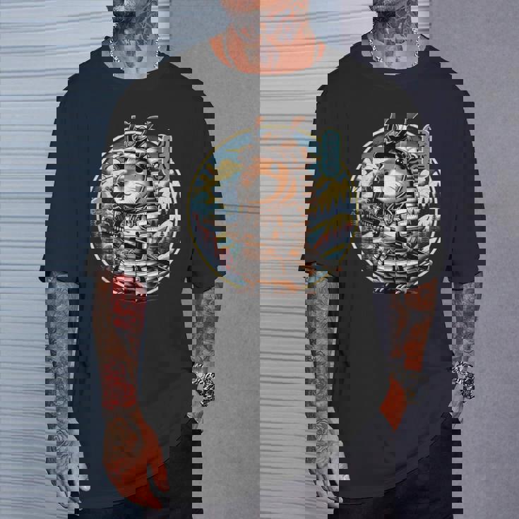 日本の侍カピバラのタトゥー、かわいい忍者カピバラ Tシャツ 彼への贈り物