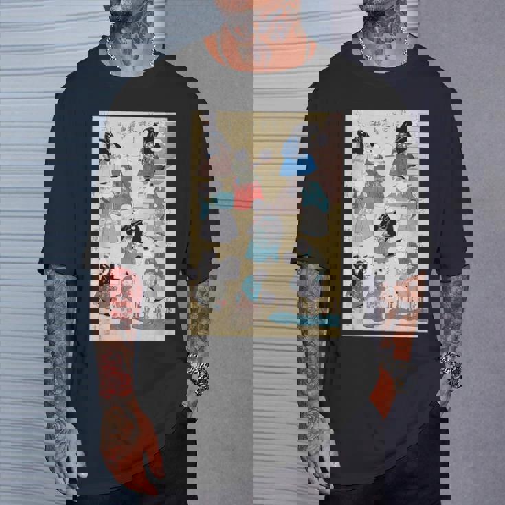 日本の猫 歌川国芳 流行猫の曲鞠 ヴィンテージ浮世絵 芸術の美的 日本の伝統美術 Tシャツ 彼への贈り物