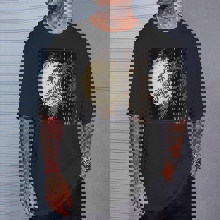 日本の竹と月 長袖tシャツ Tシャツ 彼への贈り物