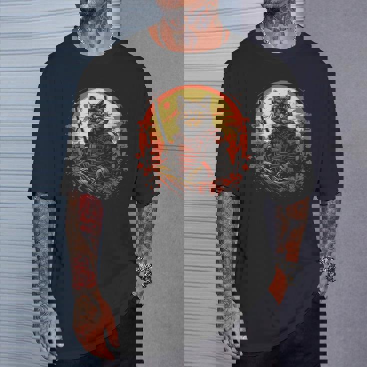 日本の芸術 猫 忍者 浮世絵 アニメスタイル サムライキャット 猫好き 愛猫家 ペット 猫飼い 可愛い ネコ ねこ 猫 Tシャツ 彼への贈り物