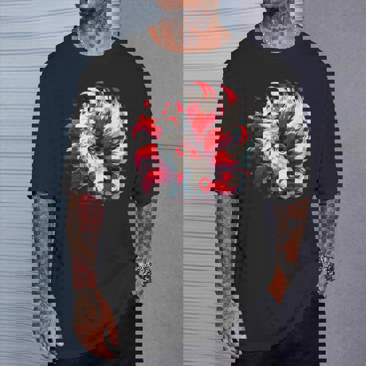 日本アニメ キツネ 九尾 Tシャツ 彼への贈り物