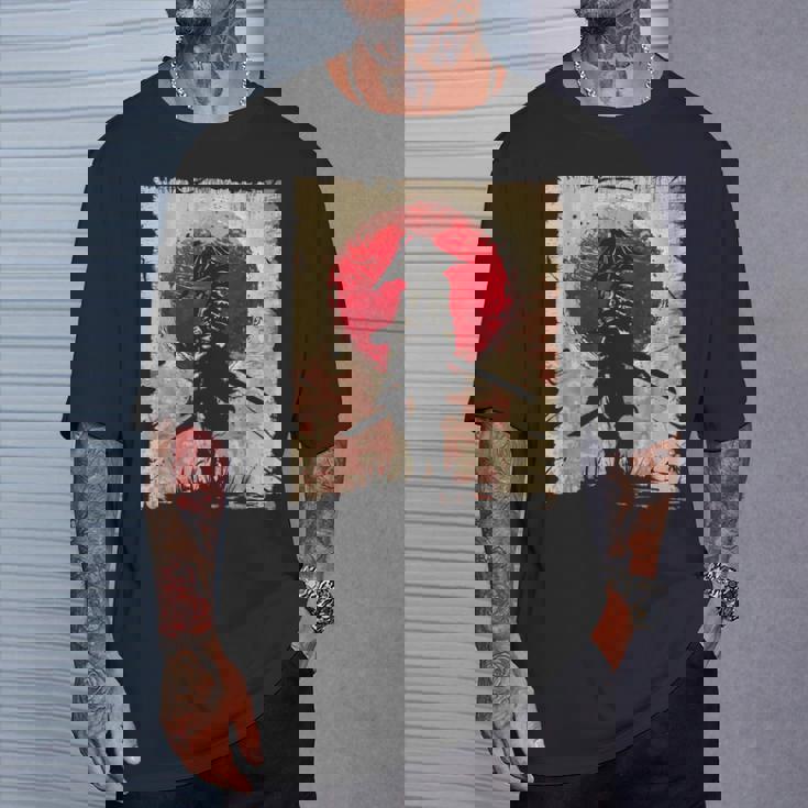 日本アート サムライ ビンテージ ファイター レトロデザイン Tシャツ 彼への贈り物