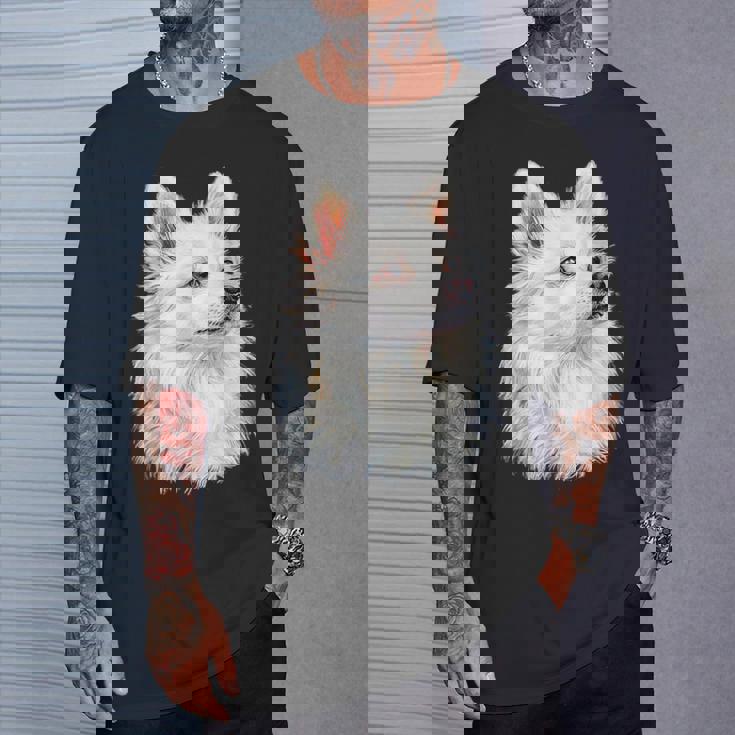 日本スピッツ 犬 グラフィック ペット イラスト 日本スピッツ Tシャツ 彼への贈り物