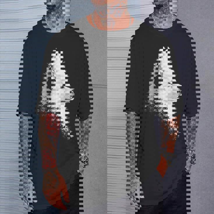 日本スピッツ 犬 ペット 音楽 ヘッドホン 日本スピッツ Tシャツ 彼への贈り物