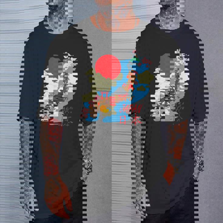 日本地図日本 涼しいのお土産 Tシャツ 彼への贈り物