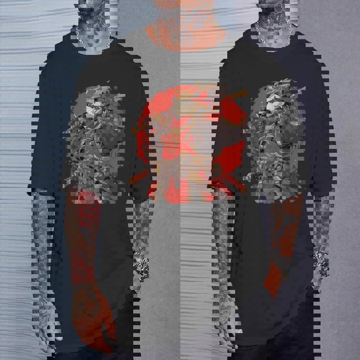 日本美術 パンダ 忍者 浮世絵 アニメ風 サムライパンダ Tシャツ 彼への贈り物