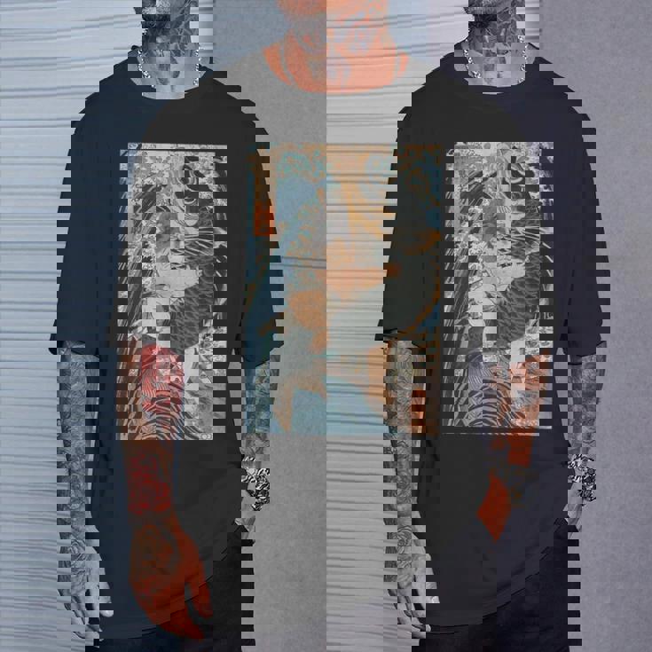 日本美術 戦闘機 相撲 鯉 海波 国吉 浮世絵 Tシャツ 彼への贈り物