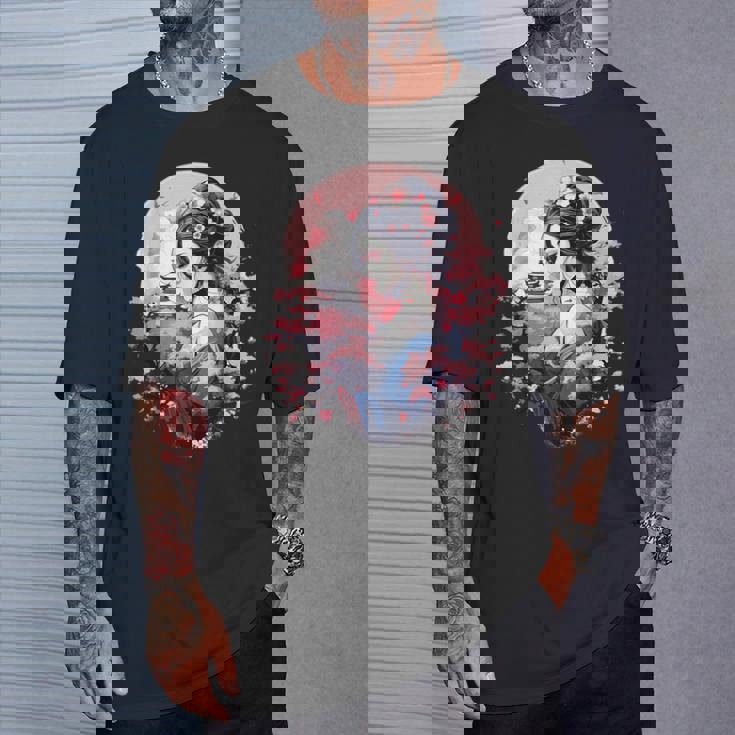 日本美術 浮世絵 アニメ 芸者 桜 富士山 Tシャツ 彼への贈り物