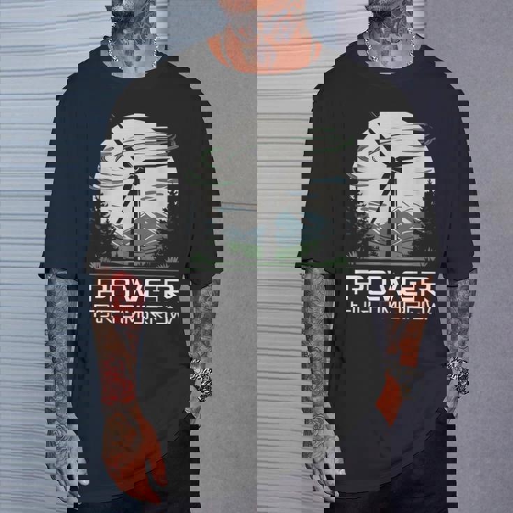 明日地球の日のための風力発電 クリーンエネルギー 風力タービン Tシャツ 彼への贈り物