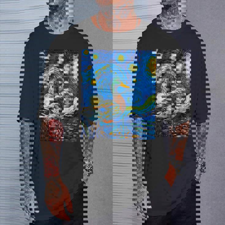 星空の下のアヒル アート グラフィック 誕生日 クリスマス Tシャツ 彼への贈り物