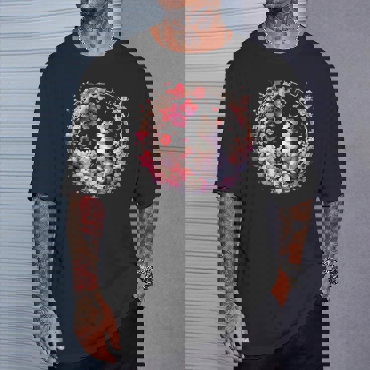 春の桜 かわいい猫と桜の花 Tシャツ 彼への贈り物