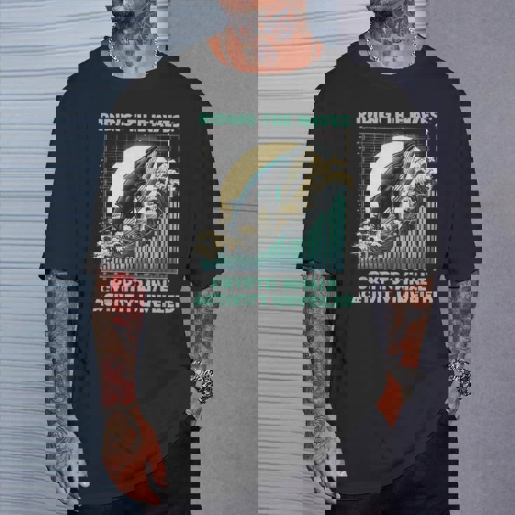 暗号通貨の波に乗るクジラの活動仮想通貨 Tシャツ 彼への贈り物