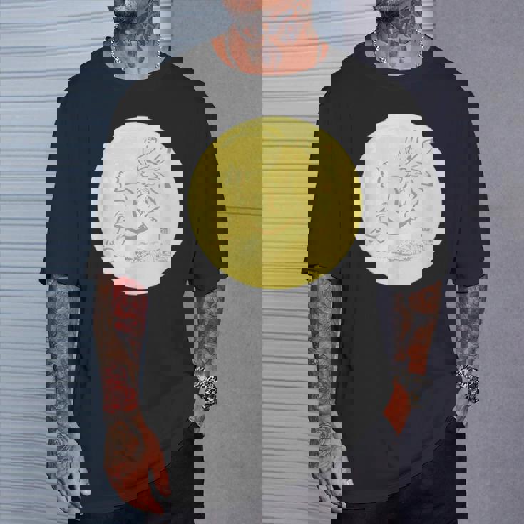 月 に映る 鳥獣戯画 兎 デザイン ウサギ うさぎ メンズ レディース キッズ 和風 和柄 グラフィック Tシャツ 彼への贈り物