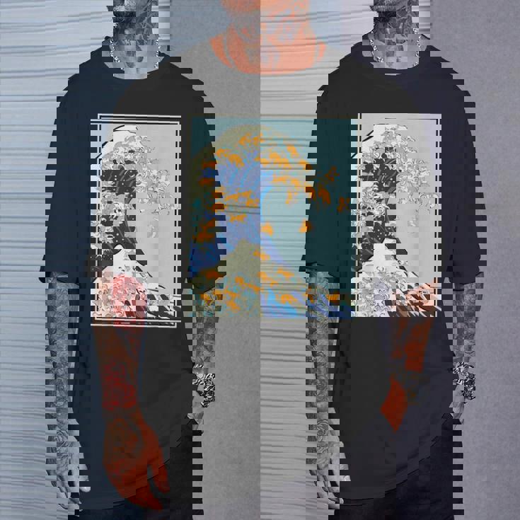 柴犬 大波 日本 神奈川 北斎 犬 動物 Tシャツ 彼への贈り物