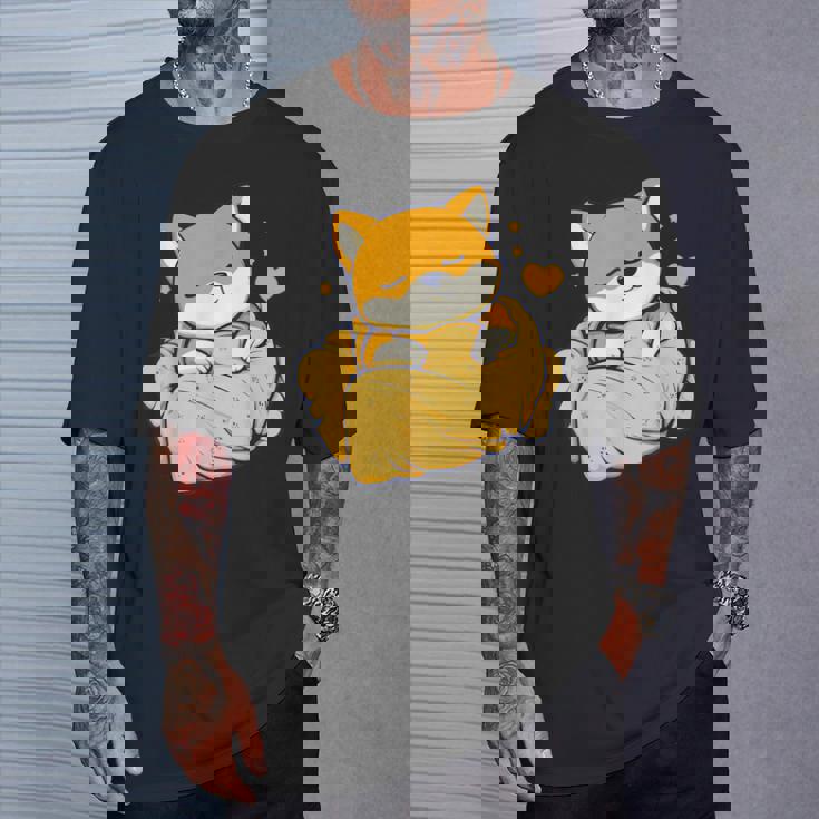 柴犬寝パジャマナイトタイムかわいいグラフィックネグリジェ Tシャツ 彼への贈り物