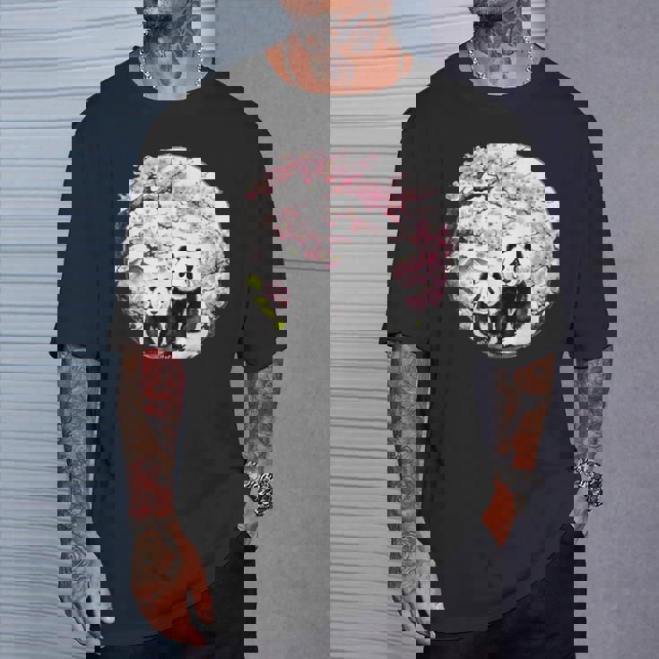 桜 パンダ お花見 親子 春 水墨画 和風 動物 Tシャツ 彼への贈り物