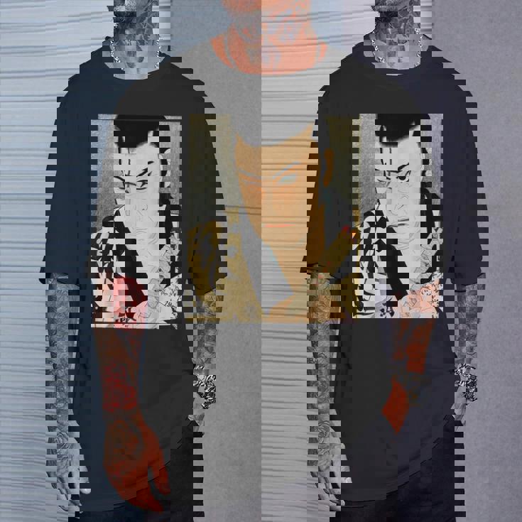 歌舞伎 演劇 俳優 サムライ 俊泉 日本のビンテージアート Tシャツ 彼への贈り物