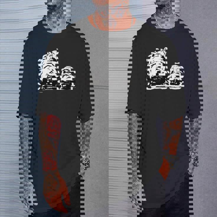 気持ちよく寝ている柴犬たち かわいい黒柴 柴犬イラスト Tシャツ 彼への贈り物