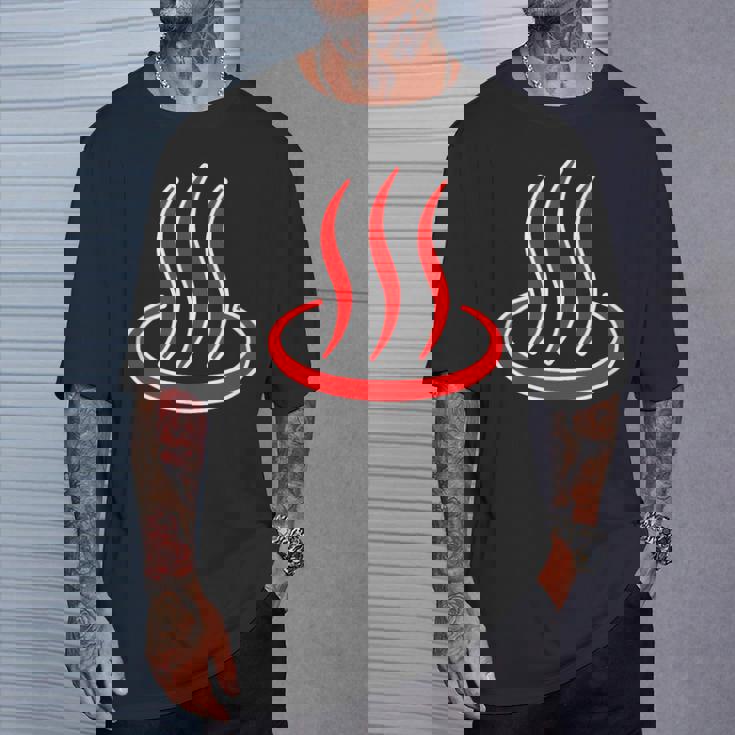 温泉マーク・赤 レッド（アイラブ 温泉／お風呂 大好き）銭湯 記号 お土産 旅行 メッセージ・面白 Tシャツ 彼への贈り物