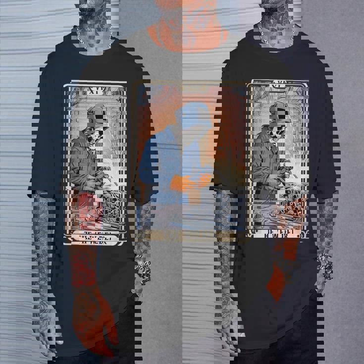 溶接機 溶接 タロット カード スケルトン 面白い 金属製 労働者 Tシャツ 彼への贈り物