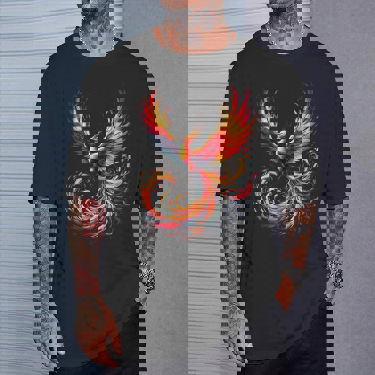 火の鳥 不死鳥 神話上の鳥 立ち上がり 再び生まれる 灰 長袖tシャツ Tシャツ 彼への贈り物