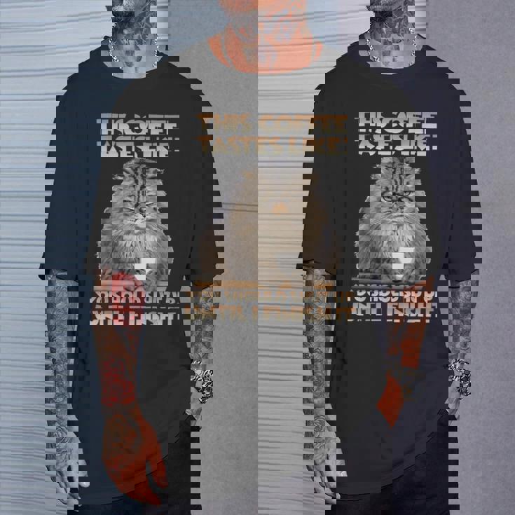 猫朝のイライラとコーヒー愛好家向け T パラス猫 Tシャツ 彼への贈り物