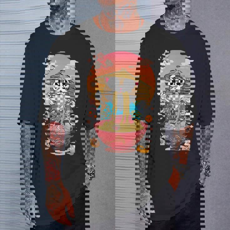 猫 ラーメン 日本語 面白い グラフィック カワイイ 猫 アニメ 恋人 Tシャツ 彼への贈り物