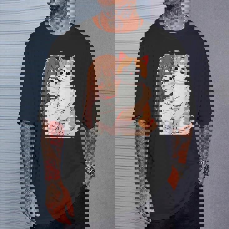 猫と少女 Cat And Girl Tシャツ 彼への贈り物