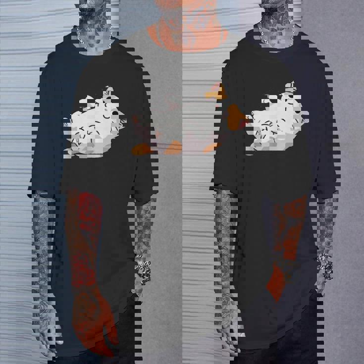 猫のへそ天 Cat Belly Trap Tシャツ 彼への贈り物