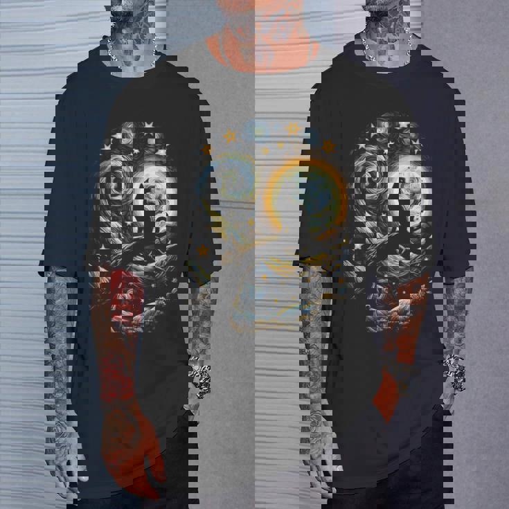 猫の星月夜 猫ヴァン・ゴッホ キャットアート キッズメンズ面白い猫 猫 Tシャツ 彼への贈り物