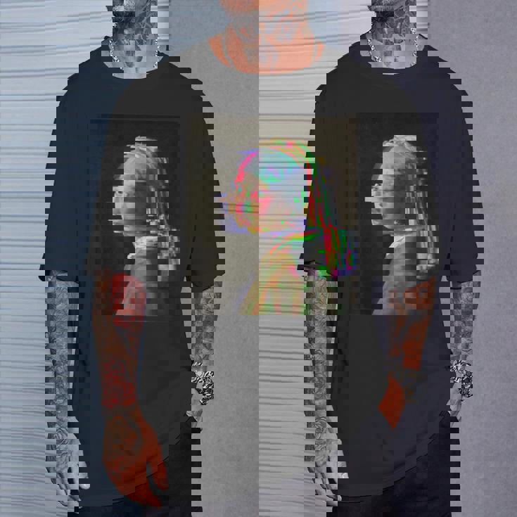 真珠の耳飾りの少女ヨハネスフェルメールグリッチ絵画 Girl With A Pearl Earringermeer Tシャツ 彼への贈り物