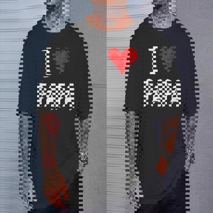 私はパパ 最高 お父さん 父 息子 娘 衣装 ハートが大好きです I Love Papa Tシャツ 彼への贈り物