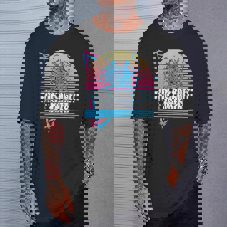 空飛ぶスパゲッティモンスター パスタファリ Fsm 無神論者 レトロ Tシャツ 彼への贈り物