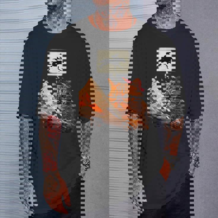 競馬 猫 ネコ 面白いtシャツ 馬tシャツ ウマ レース 馬 乗馬 メンズ おもしろグッズ ネタ 大人 男性 Tシャツ 彼への贈り物