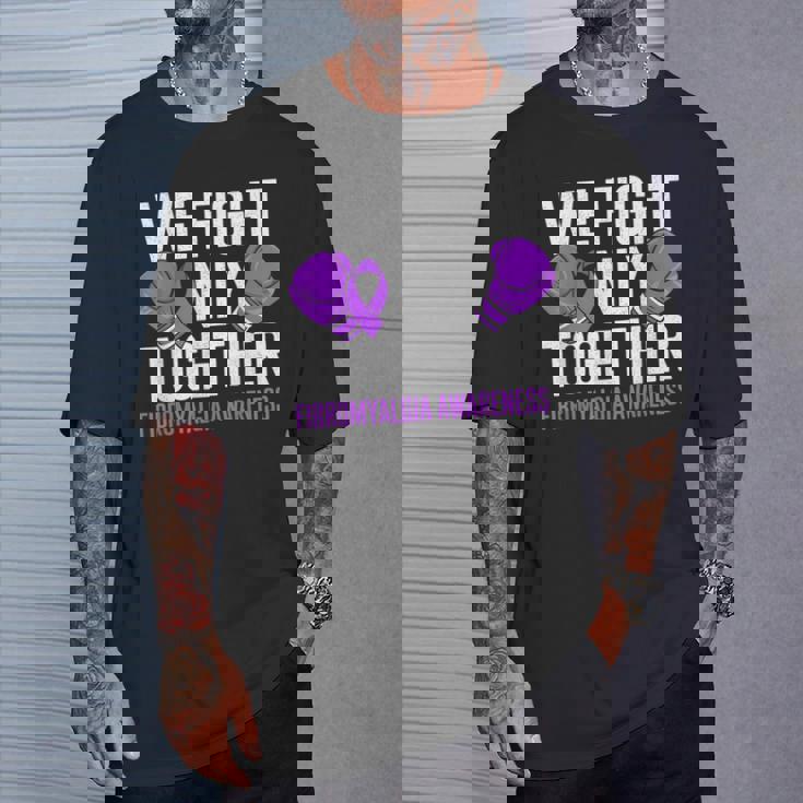 線維筋痛症啓発 パープルリボン We Fightonly Together Tシャツ 彼への贈り物