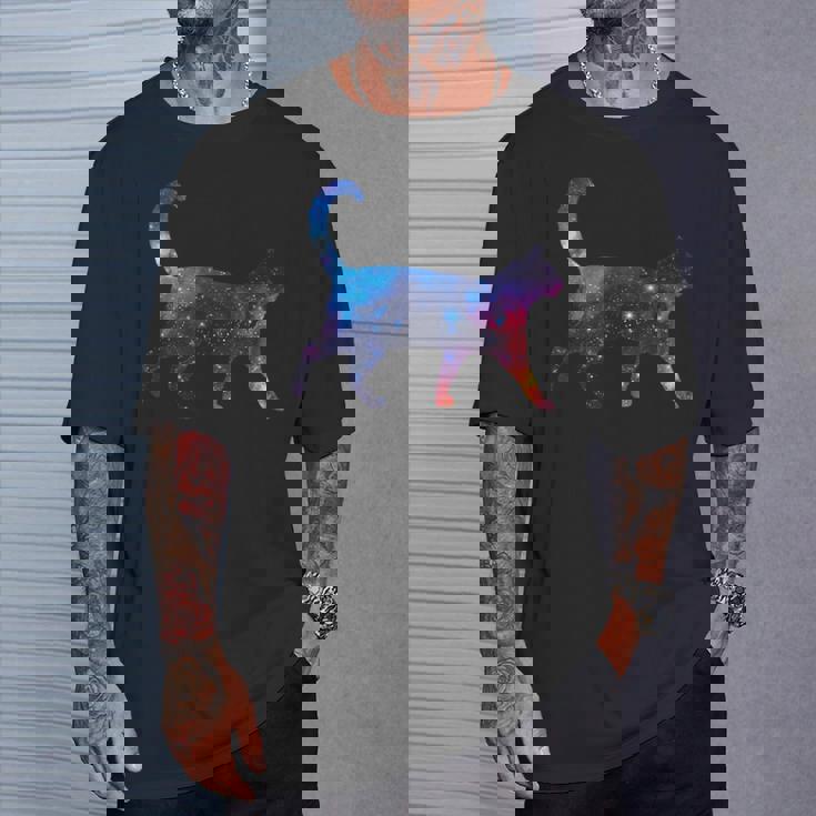 美的シルエット 星 宇宙 銀河 猫 Tシャツ 彼への贈り物