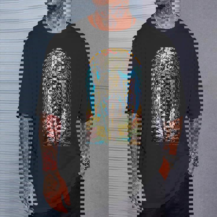 聖ミカエル大天使 – 聖なるステンドグラス – キリスト教 Tシャツ 彼への贈り物