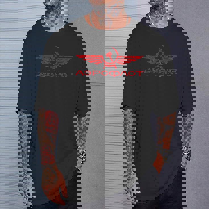 航空ソビエト連邦キリリック、ハンマーと鎌付き Tシャツ 彼への贈り物