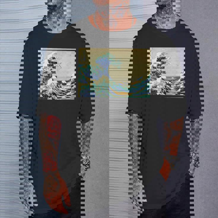 葛飾 北斎 神奈川沖浪裏 有名なヴィンテージアート スタイリッシュ Tシャツ 彼への贈り物